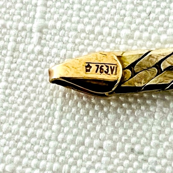 Bracelet~Italy 14K & 3~Garnets / Stamped / Vintage - Picture 7 of 16